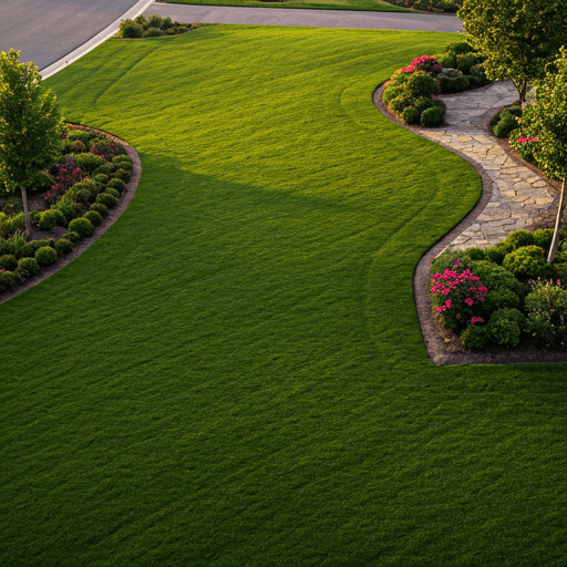 Aerial view of a luscious neighborhood landscaping