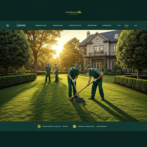 Professional landscaping crew working on a luxury estate